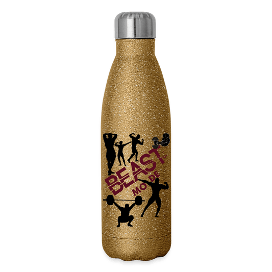 Beast Mode Gym Bottle - gold glitter